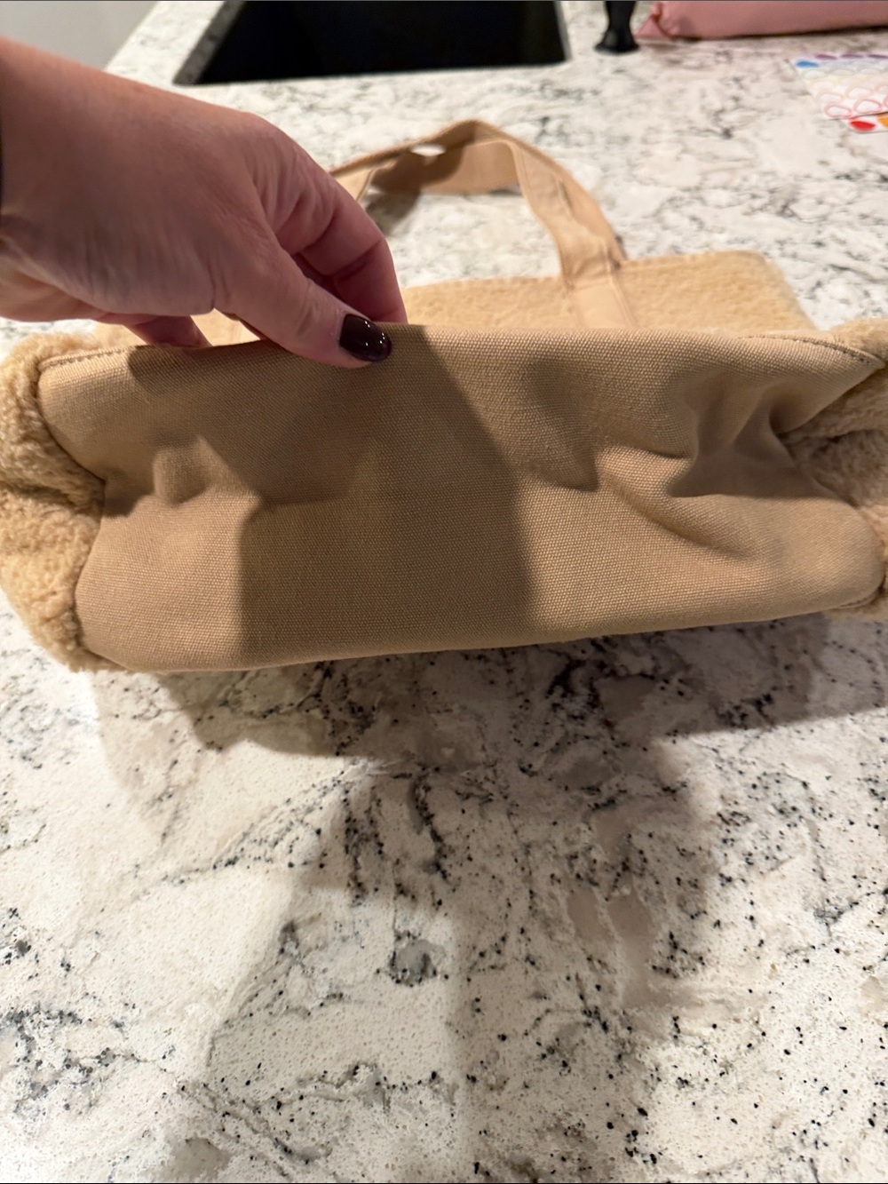 Land's End Sherpa Tote Bag in Camel - Picture 4 of 5